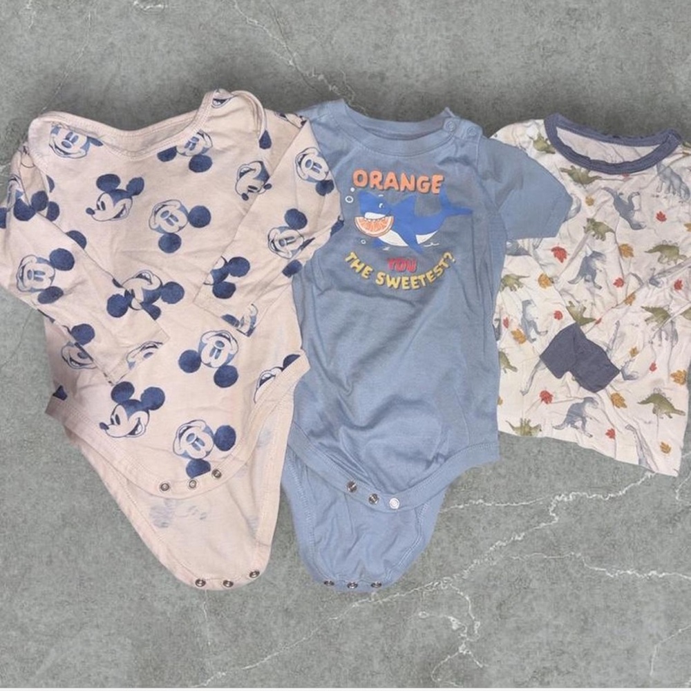 Disney Blue and Cream Bodysuit Trio